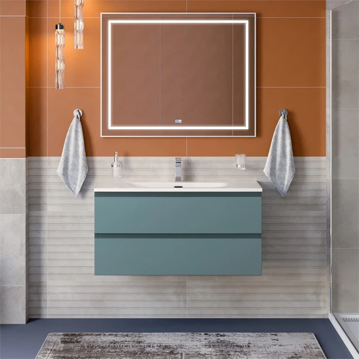Тумба с раковиной подвесная BelBagno KRAFT 100 Голубой Матовый, раковина BB-8099-100 KRAFT-1000-2C-SO-AO;BB-8099-100