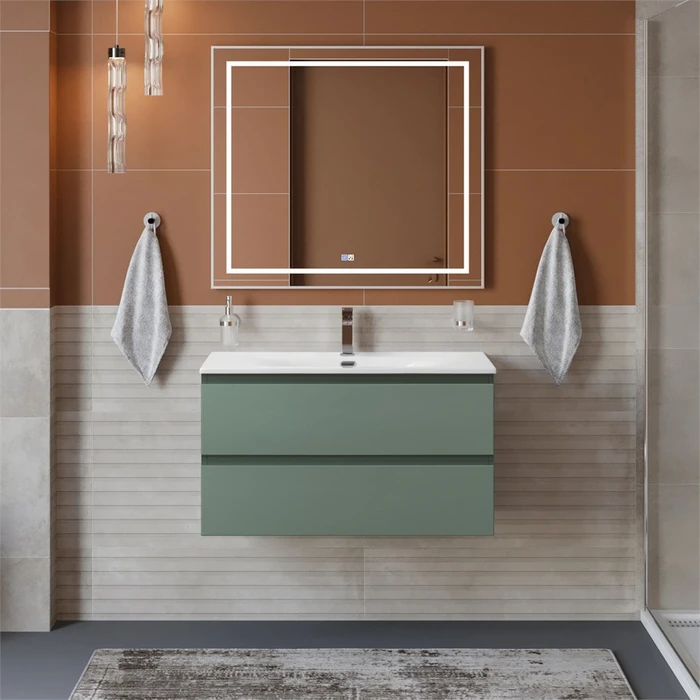 Тумба с раковиной подвесная BelBagno KRAFT 90 Еловый Матовый, раковина BB-8099-90 KRAFT-900-2C-SO-VO;BB-8099-90