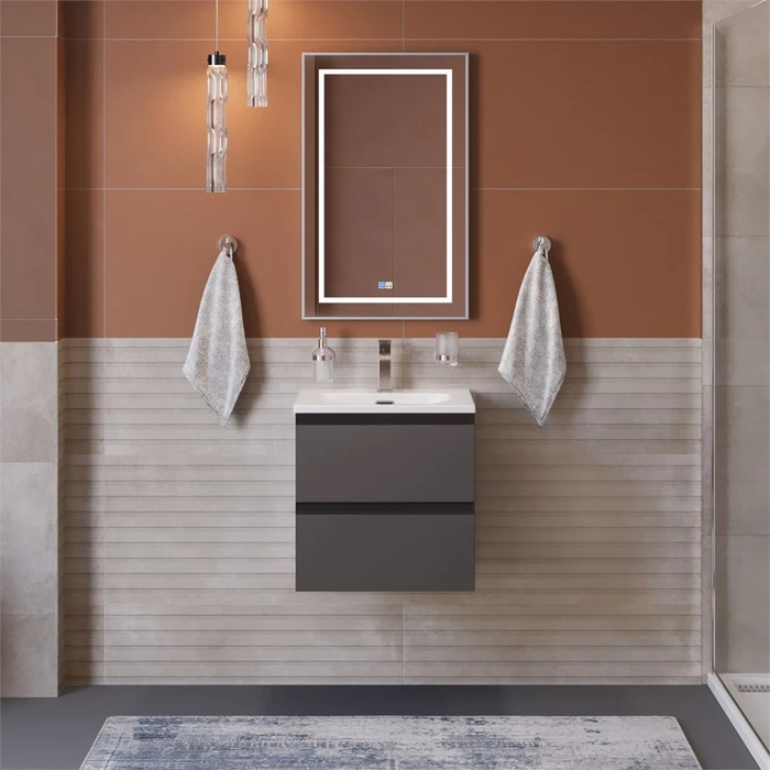 Тумба с раковиной подвесная BelBagno KRAFT 39 50 Темно-Серый Матовый, раковина BB-8099-3-50 KRAFT 39-500/390-2C-SO-GSO;BB-8099-3-50