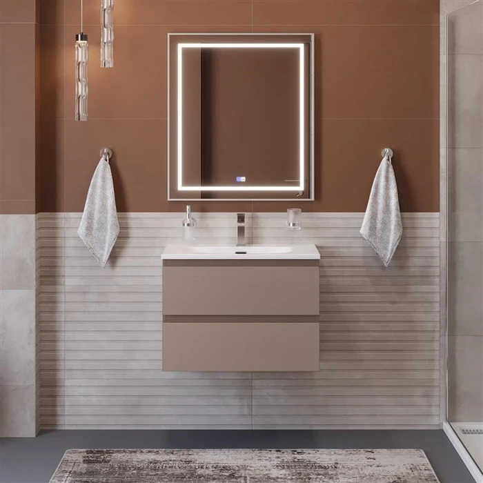 Тумба с раковиной подвесная BelBagno KRAFT 70 Бежевый матовый, раковина BB-8099-70 KRAFT-700-2C-SO-CO;BB-8099-70