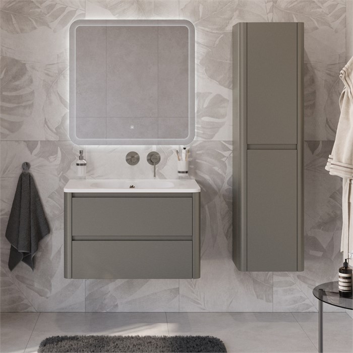 Тумба с раковиной подвесная CEZARES RELAX 80 Сатин, раковина белая без отверстия под смеситель RELAX-800-2C-SO-SAT-P;CZR-800/480-LV-MR-NV-W0