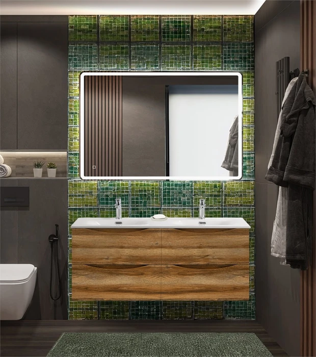 Тумба с раковиной подвесная с четырьмя ящиками BelBagno MARINO-CER-N 120 Rovere Rustico, раковина белая MARINO-CER-N-1200-4C-SO-RR-P;BB-8099-120-2