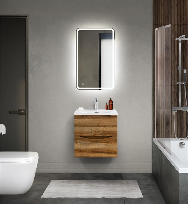 Тумба с раковиной подвесная BelBagno MARINO-CER-MINI 50 Rovere Rustico, раковина белая MARINO-CER-MINI-500-2C-SO-RR-P;BB-8099-3-50