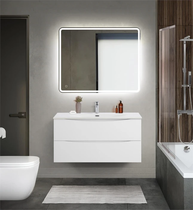 Тумба с раковиной подвесная BelBagno MARINO-CER-MINI 100 Bianco Opaco, раковина белая MARINO-CER-MINI-1000-2C-SO-BO-P;BB-8099-3-100