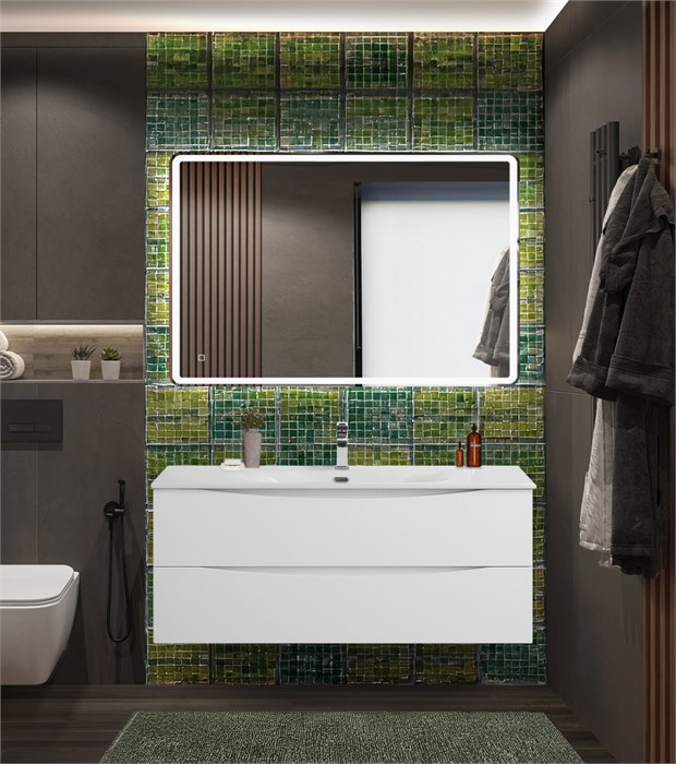 Тумба с раковиной подвесная BelBagno MARINO-CER-N 120 Bianco Lucido, раковина белая MARINO-CER-N-1200-2C-SO-BL-P;BB-8099-120