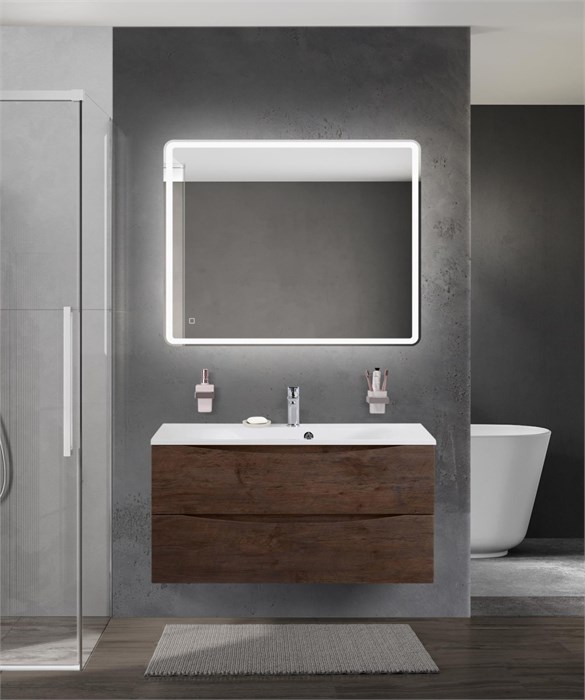 Тумба с раковиной подвесная BelBagno MARINO 100 Rovere Moro, раковина белая BB1000/450-LV-MR-FT MARINO-1000-2C-SO-RW-P;BB1000/450-LV-MR-FT