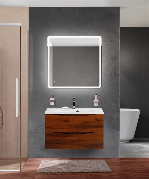 Тумба с раковиной подвесная BelBagno MARINO 80 Rovere Cillegio, раковина белая BB800/450-LV-MR-FT MARINO-800-2C-SO-RC-P;BB800/450-LV-MR-FT