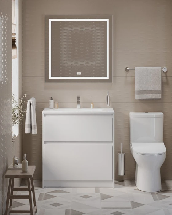 Тумба с раковиной напольная BelBagno KRAFT 39 80 Bianco Opaco, раковина белая BB-8099-3-80 KRAFT39-800/390-2C-PIA-BO;BB-8099-3-80