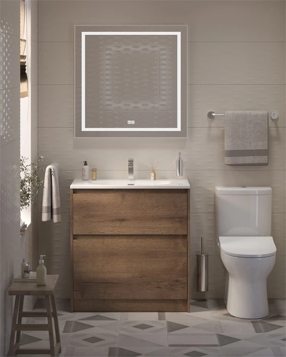 Тумба с раковиной напольная BelBagno KRAFT 39 80 Rovere Tabacco, раковина белая BB-8099-3-80 KRAFT39-800/390-2C-PIA-RT;BB-8099-3-80
