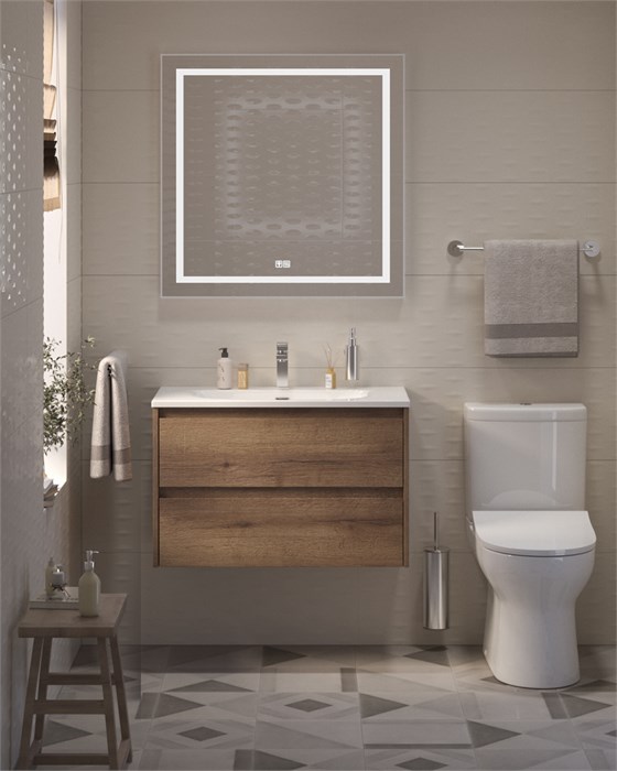 Тумба с раковиной подвесная BelBagno KRAFT 39 80 Rovere Tabacco, раковина белая BB-8099-3-80 KRAFT 39-800/390-2C-SO-RT;BB-8099-3-80