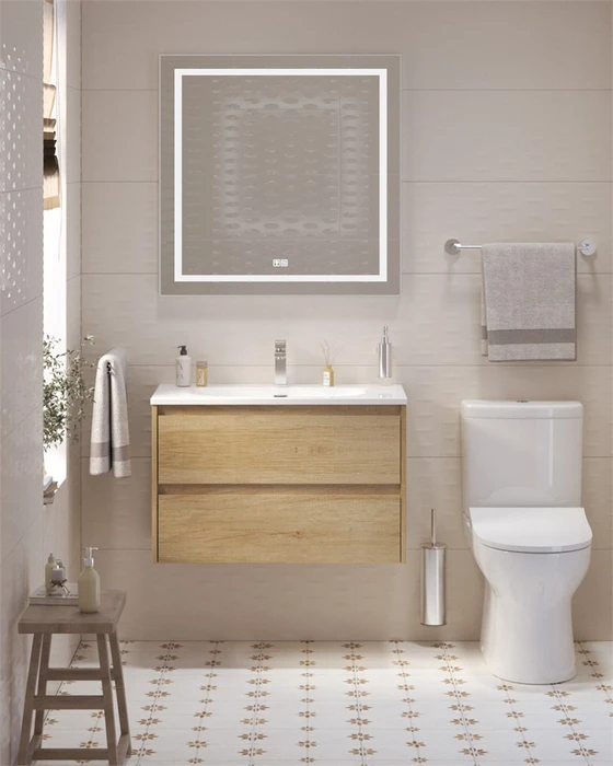 Тумба с раковиной подвесная BelBagno KRAFT 39 80 Rovere Nebrasca Nature, раковина белая BB-8099-3-80 KRAFT 39-800/390-2C-SO-RNN;BB-8099-3-80