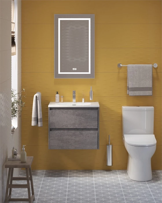 Тумба с раковиной подвесная BelBagno KRAFT 39 60 Cemento Grigio, раковина белая BB-8099-3-60 KRAFT 39-600/390-2C-SO-CG;BB-8099-3-60