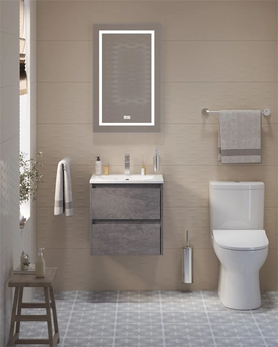 Тумба с раковиной подвесная BelBagno KRAFT 39 50 Cemento Grigio, раковина белая BB-8099-3-50 KRAFT 39-500/390-2C-SO-CG;BB-8099-3-50