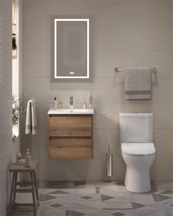 Тумба с раковиной подвесная BelBagno KRAFT 39 50 Rovere Tabacco, раковина белая BB-8099-3-50 KRAFT 39-500/390-2C-SO-RT;BB-8099-3-50