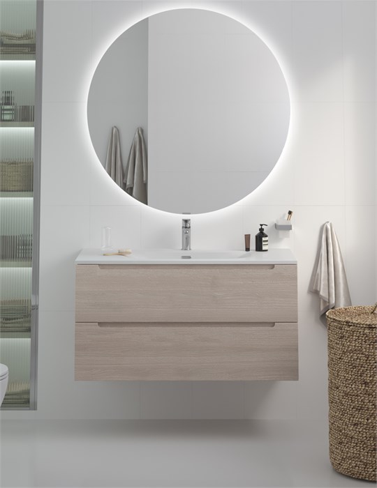 Тумба с раковиной подвесная BelBagno ETNA 100 Rovere Grigio, раковина белая BB-8099-100 ETNA-1000-2C-SO-RG-P;BB-8099-100