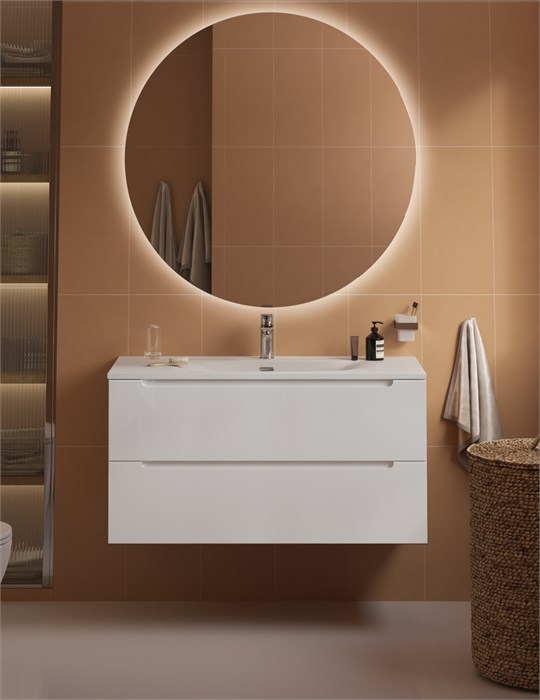 Тумба с раковиной подвесная BelBagno ETNA 100 Bianco Lucido, раковина белая BB-8099-100 ETNA-1000-2C-SO-BL-P;BB-8099-100