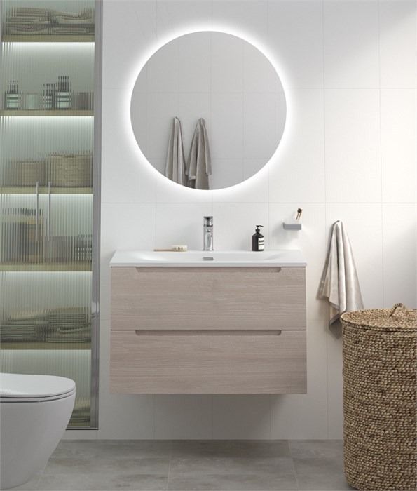 Тумба с раковиной подвесная BelBagno ETNA 80 Rovere Grigio, раковина белая BB-8099-80 ETNA-800-2C-SO-RG-P;BB-8099-80