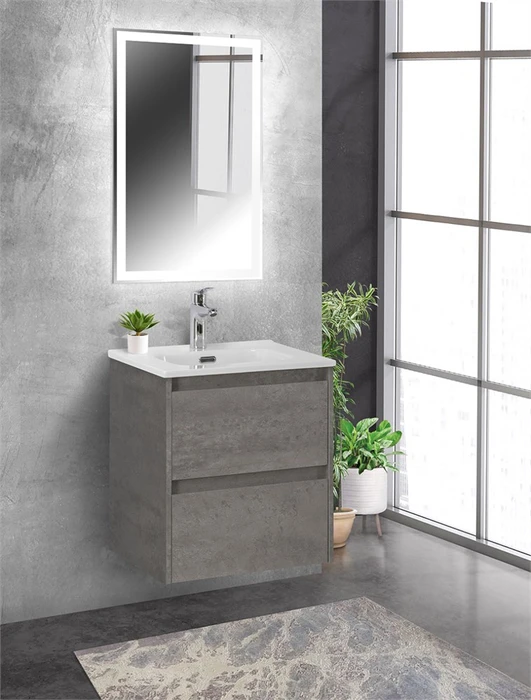 Тумба с раковиной подвесная BelBagno KRAFT 50 Cemento Grigio, раковина белая KRAFT-500-2C-SO-CG;BB500ETL