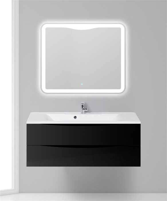 Тумба с раковиной подвесная BelBagno MARINO 110 Nero Lucido, раковина белая MARINO-1100-2C-SO-NL-P;BB1100/450-LV-MR-PR