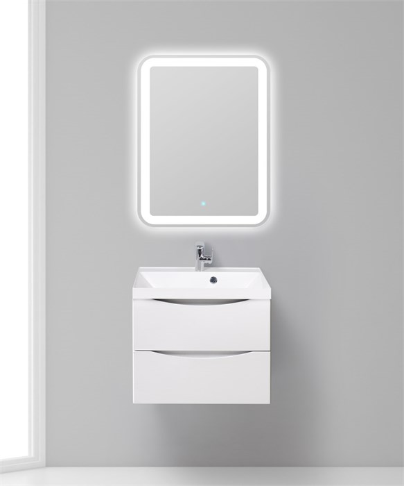 Тумба с раковиной подвесная BelBagno MARINO 60 Bianco Opaco, раковина белая MARINO-600-2C-SO-BO-P;BB600/450-LV-MR-AST