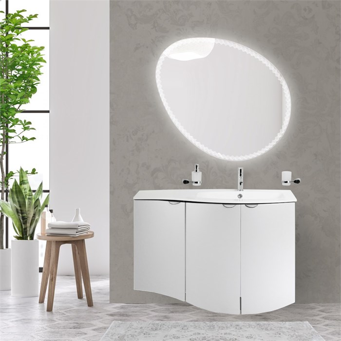 Тумба с раковиной подвесная CEZARES RIALTO 104 Bianco Opaco, правосторонняя 55170;55176;50154