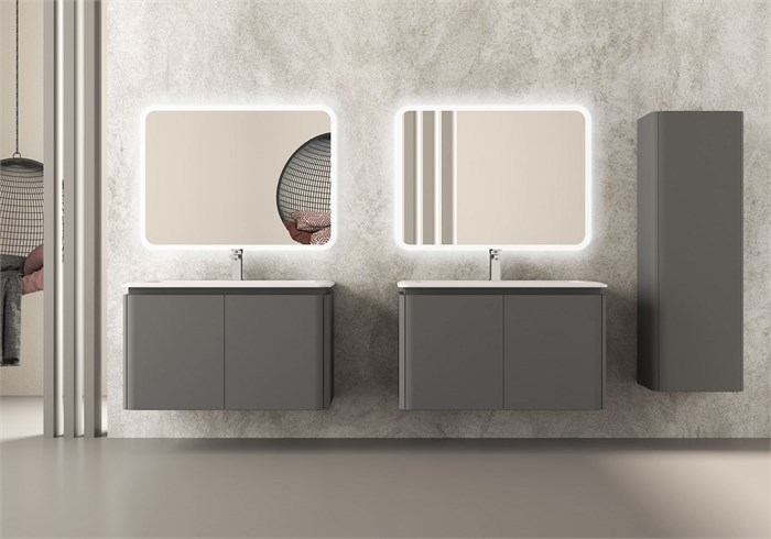 Тумба с раковиной подвесная CEZARES STYLUS 94 Grigio Nuvola 55229;50264