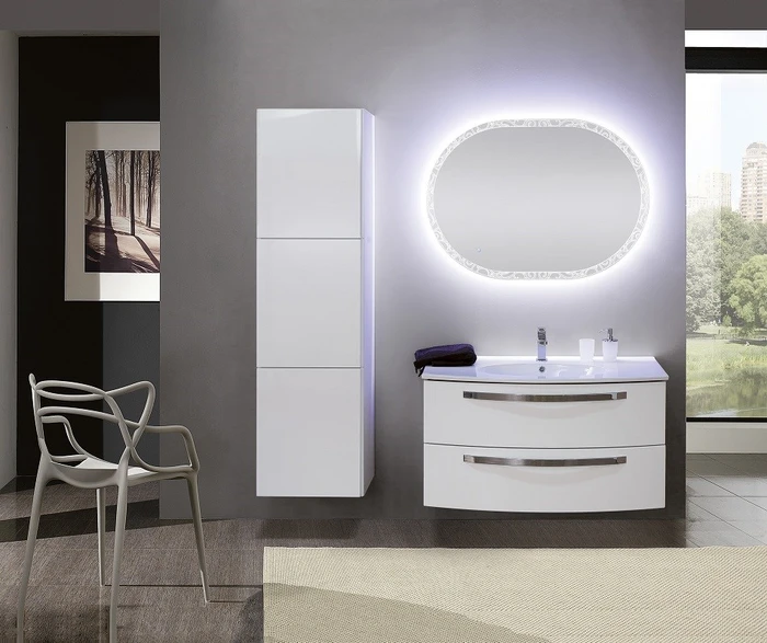 Тумба с раковиной подвесная CEZARES COMFORT 100 Bianco lucido, раковина белая 54281;50149