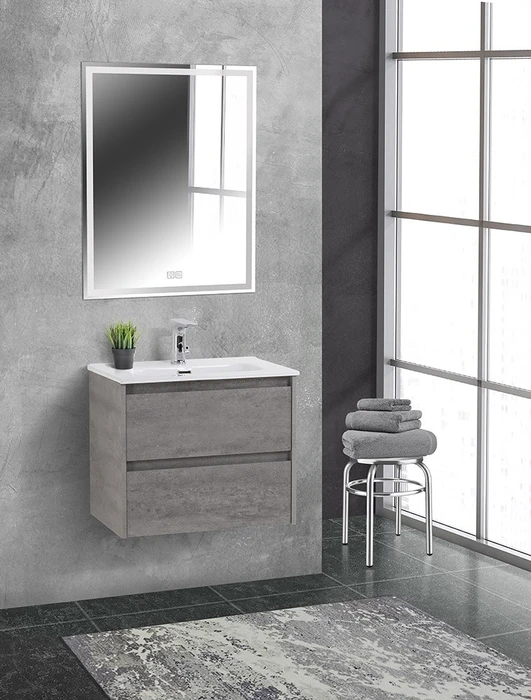 Тумба с раковиной подвесная BelBagno KRAFT 39 60 Cemento Grigio, раковина белая KRAFT 39-600/390-2C-SO-CG;BB600/390ETL