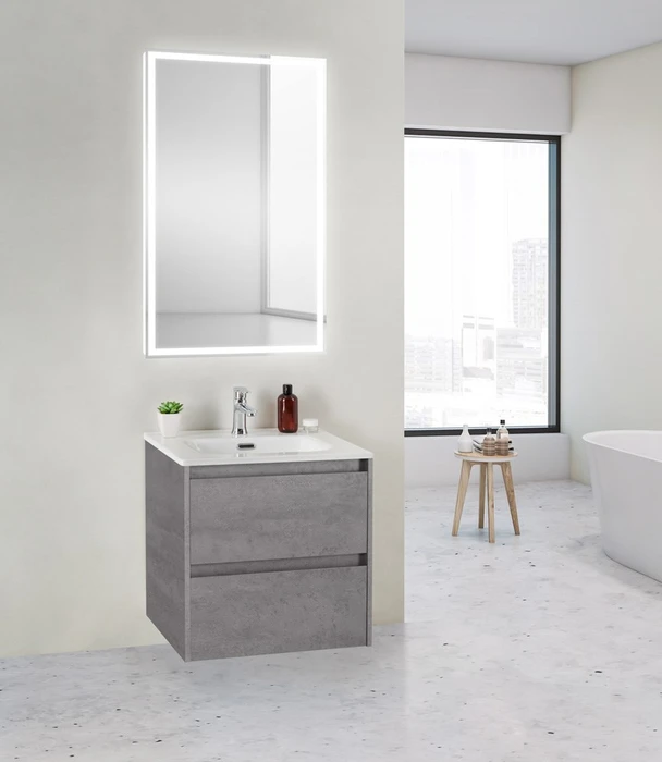 Тумба с раковиной подвесная BelBagno KRAFT 39 50 Cemento Grigio, раковина белая KRAFT 39-500/390-2C-SO-CG;BB500/390ETL