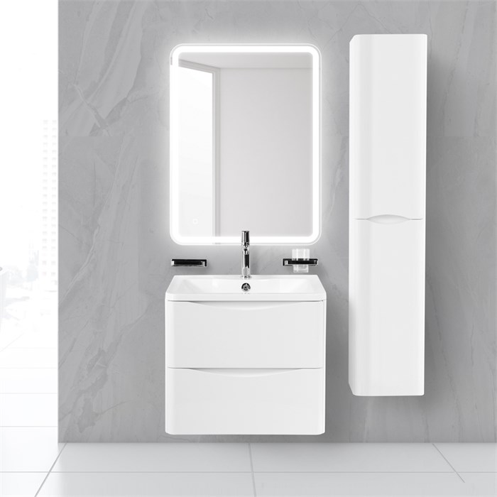 Тумба с раковиной подвесная BelBagno ACQUA 70 Bianco Lucido, раковина белая ACQUA-700-2C-SO-BL;BB700/455-LV-MR-ALR