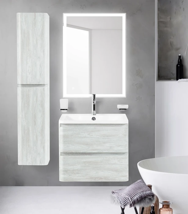Тумба с раковиной подвесная BelBagno ALBANO 70 Rovere Vintage Bianco, раковина белая ALBANO-700-2C-SO-RVB;BB700/455-LV-MR-ALR