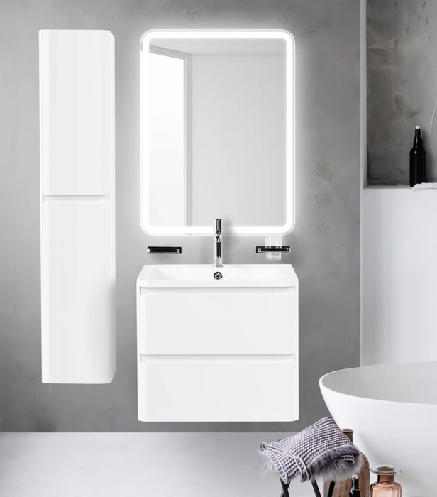 Тумба с раковиной подвесная BelBagno ALBANO 70 Bianco Lucido, раковина белая ALBANO-700-2C-SO-BL;BB700/455-LV-MR-ALR