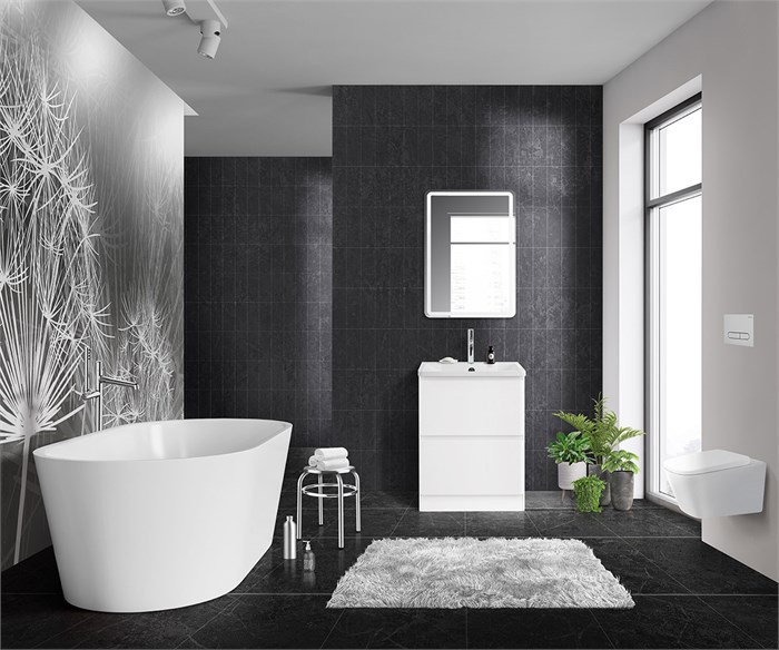 Тумба с раковиной напольная BelBagno ALBANO 60 Bianco Lucido, раковина белая ALBANO-600-2C-PIA-BL;BB600/455-LV-MR-ALR