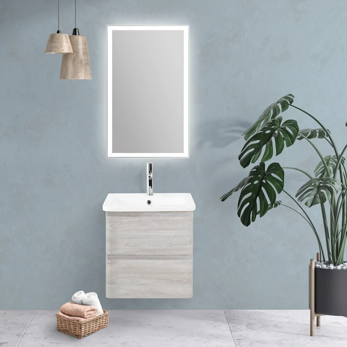Тумба с раковиной подвесная BelBagno ALBANO-CER 60 Rovere Vintage Bianco, раковина белая ALBANO-CER-600-2C-SO-RVB;12060-KL