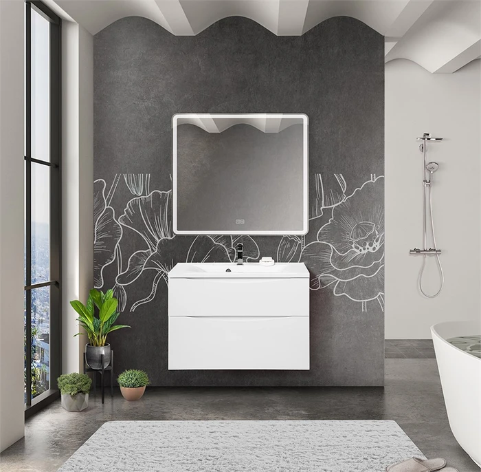 MARINO-H60 База под раковину подвесная с двумя выкатными ящиками, Bianco Lucido, 800x450x600, MARINO-H60-800-2C-SO-BL-P MARINO-H60-800-2C-SO-BL-P