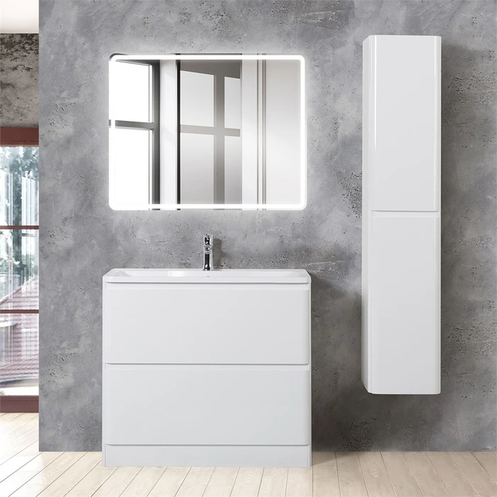 Тумба с раковиной напольная BelBagno ALBANO 80 Bianco Lucido, раковина белая ALBANO-800-2C-PIA-BL;BB800/455-LV-MR-ALR