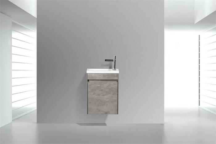 PIETRA MINI База под раковину подвесная, левостороннее исполнение PIETRA MINI-400-1A-SO-SCM-L, Stucco Cemento 394x217x520 PIETRA MINI-400-1A-SO-SCM-L