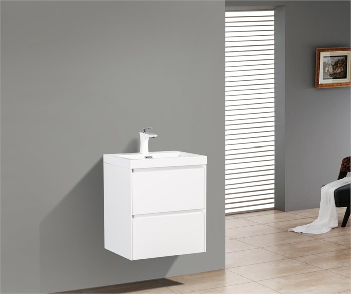 Тумба с раковиной подвесная BelBagno PIETRA MINI 50 Bianco Lucido, раковина белая PIETRA MINI-500-2C-SO-BL
