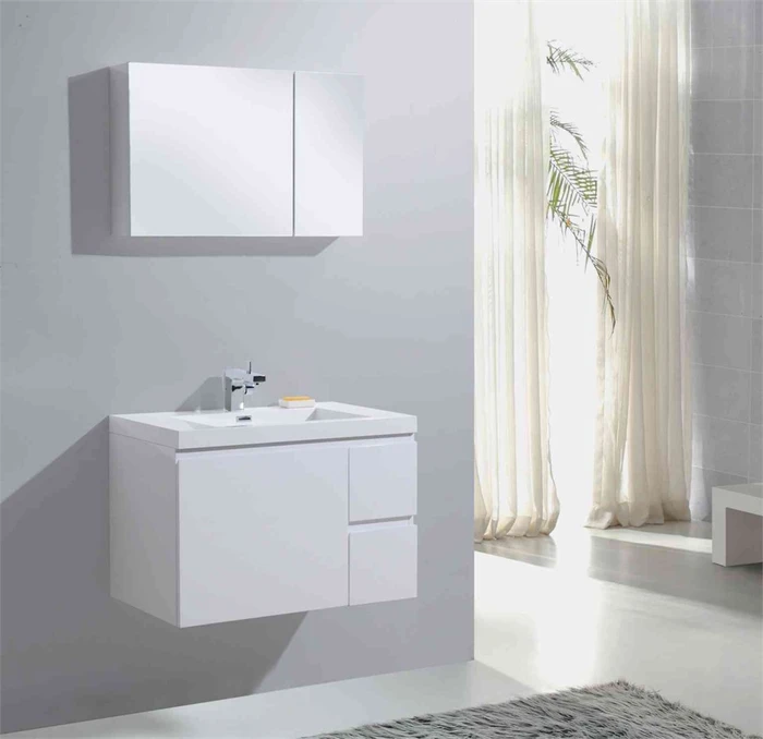 Тумба с раковиной подвесная, 3 ящика BelBagno LUCE 80 Bianco Lucido, раковина белая BB800VAC/BL;BB800AB