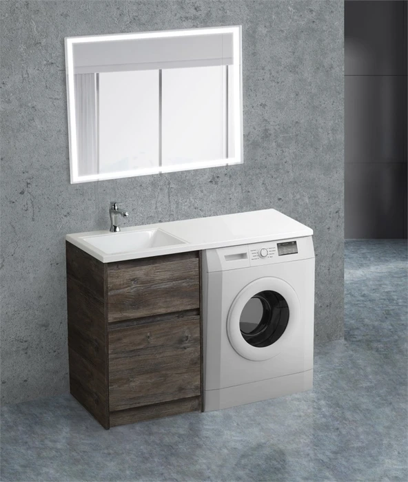 Тумба с раковиной напольная BelBagno KRAFT-LVD-58/120-L Pino Pasadena, раковина белая KRAFT-LVD-580/1200-2C-PIA-PP