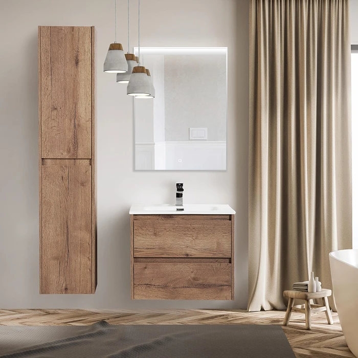 Тумба с раковиной подвесная BelBagno KRAFT 70 Rovere Tabacco, раковина белая KRAFT-700-2C-SO-RT;BB700ETL