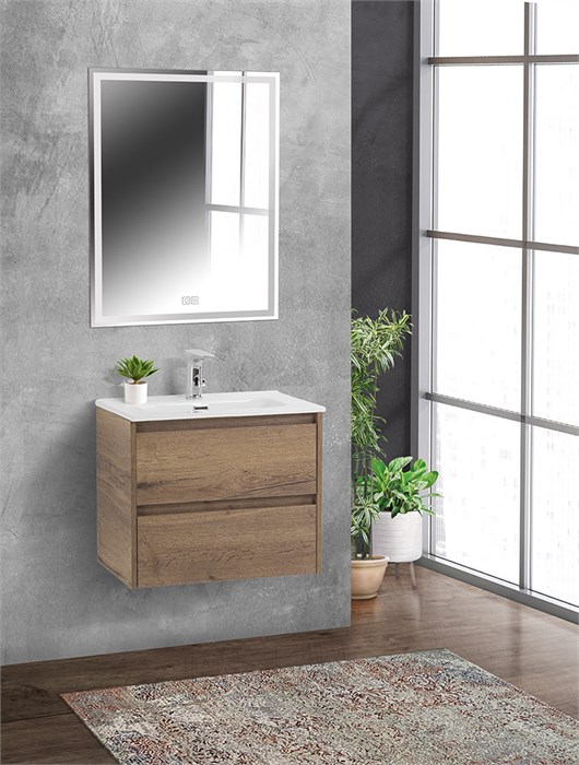 Тумба с раковиной подвесная BelBagno KRAFT 39 70 Rovere Tabacco, раковина белая KRAFT 39-700/390-2C-SO-RT;BB700/390ETL
