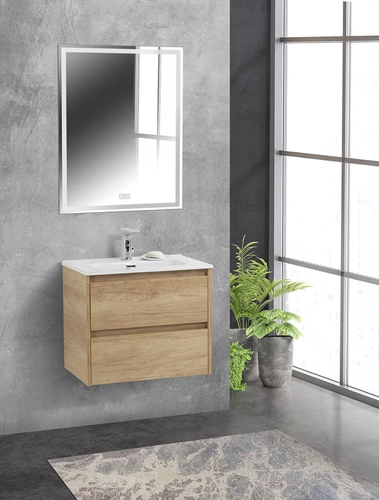 Тумба с раковиной подвесная BelBagno KRAFT 39 70 Rovere Nebrasca Nature, раковина белая KRAFT 39-700/390-2C-SO-RNN;BB700/390ETL