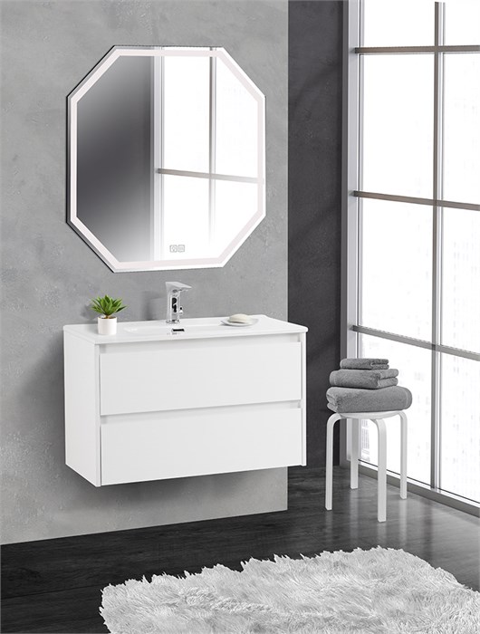 Тумба с раковиной подвесная BelBagno KRAFT 39 80 Bianco Opaco, раковина белая KRAFT 39-800/390-2C-SO-BO;BB800/390ETL