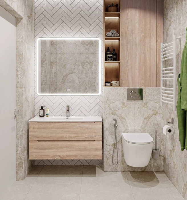 Тумба с раковиной подвесная BelBagno ETNA 100 Rovere Bianco, раковина белая ETNA-1000-2C-SO-WO-P;BB1000ETL