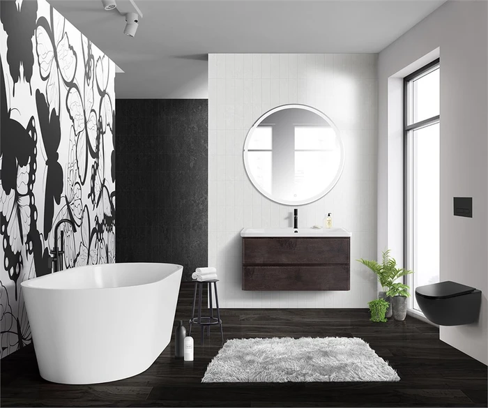 Тумба с раковиной подвесная BelBagno ALBANO 100 Rovere Nature Grigio, раковина белая ALBANO-1000-2C-SO-RNG;BB1000/455-LV-MR-ALR