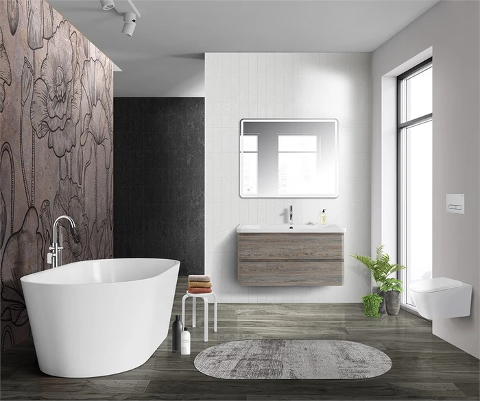 Тумба с раковиной подвесная BelBagno ALBANO 100 Pino Scania, раковина белая ALBANO-1000-2C-SO-PS;BB1000/455-LV-MR-ALR