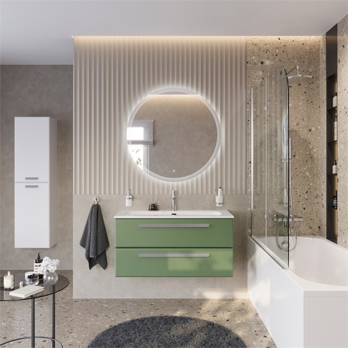 Тумба с раковиной подвесная CEZARES ECO-CER-N 100 Фисташковый Софт, раковина белая CZR-8073-100 ECO-CER-N-1000-2C-SO-PS-P;CZR-8073-100