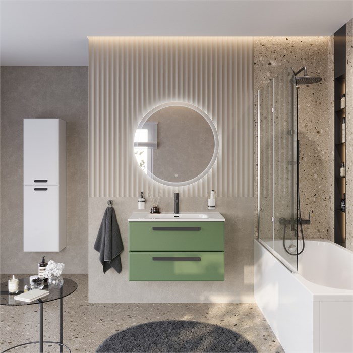 Тумба с раковиной подвесная CEZARES ECO-CER-N 80 Фисташковый Софт, раковина белая CZR-8095-80 ECO-CER-N-800-2C-SO-PS-P;CZR-8095-80