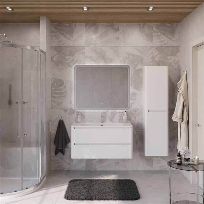 Тумба с раковиной подвесная CEZARES RELAX 100 Bianco Lucido, раковина белая RELAX-1000-2C-SO-BL;CZR-1000/480-LV-MR-NV